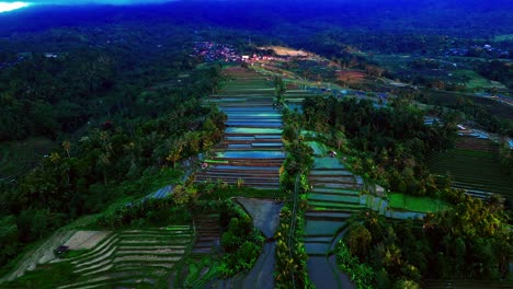 Ubicado-En-Medio-De-Los-Impresionantes-Paisajes-De-Bali,-Las-Terrazas-De-Arroz-De-Jatiluwih-Y-El-Pueblo-Presentan-Una-Armoniosa-Sinfonía-De-Encanto-Rural.