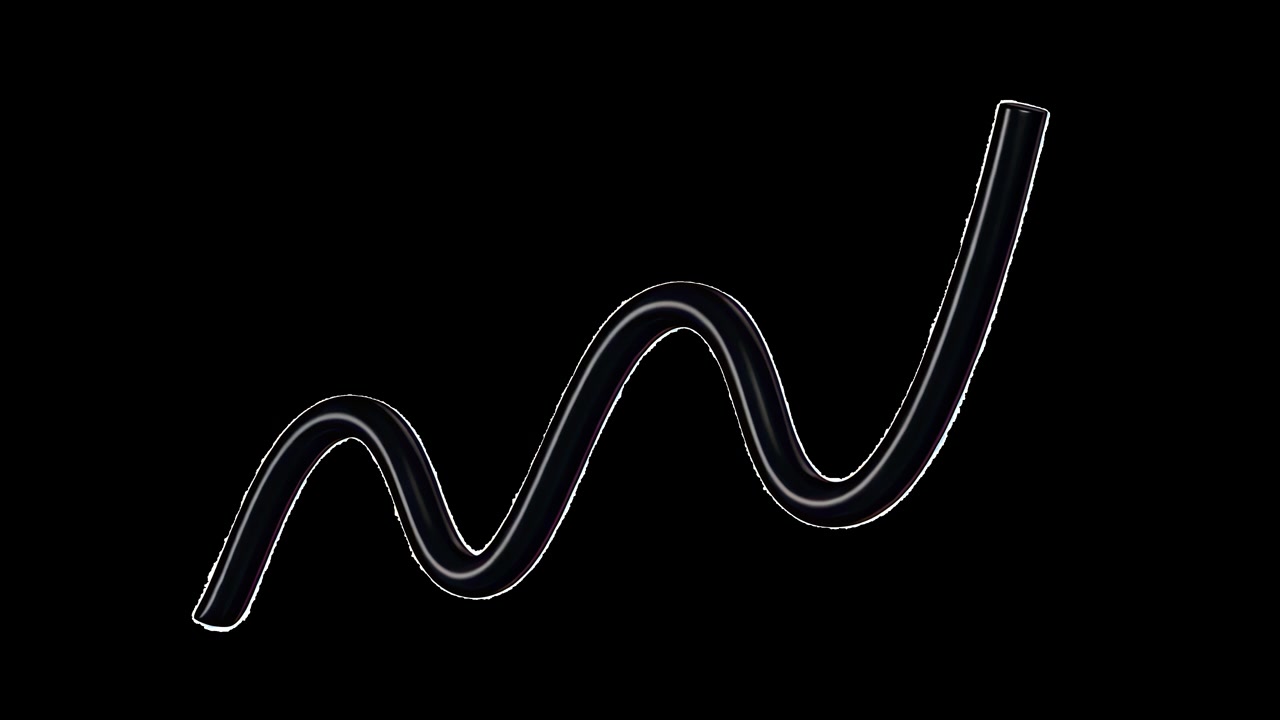 Black 3d graph line animation isolated asset, transparent 4K video, alpha channel, ProRes 4444