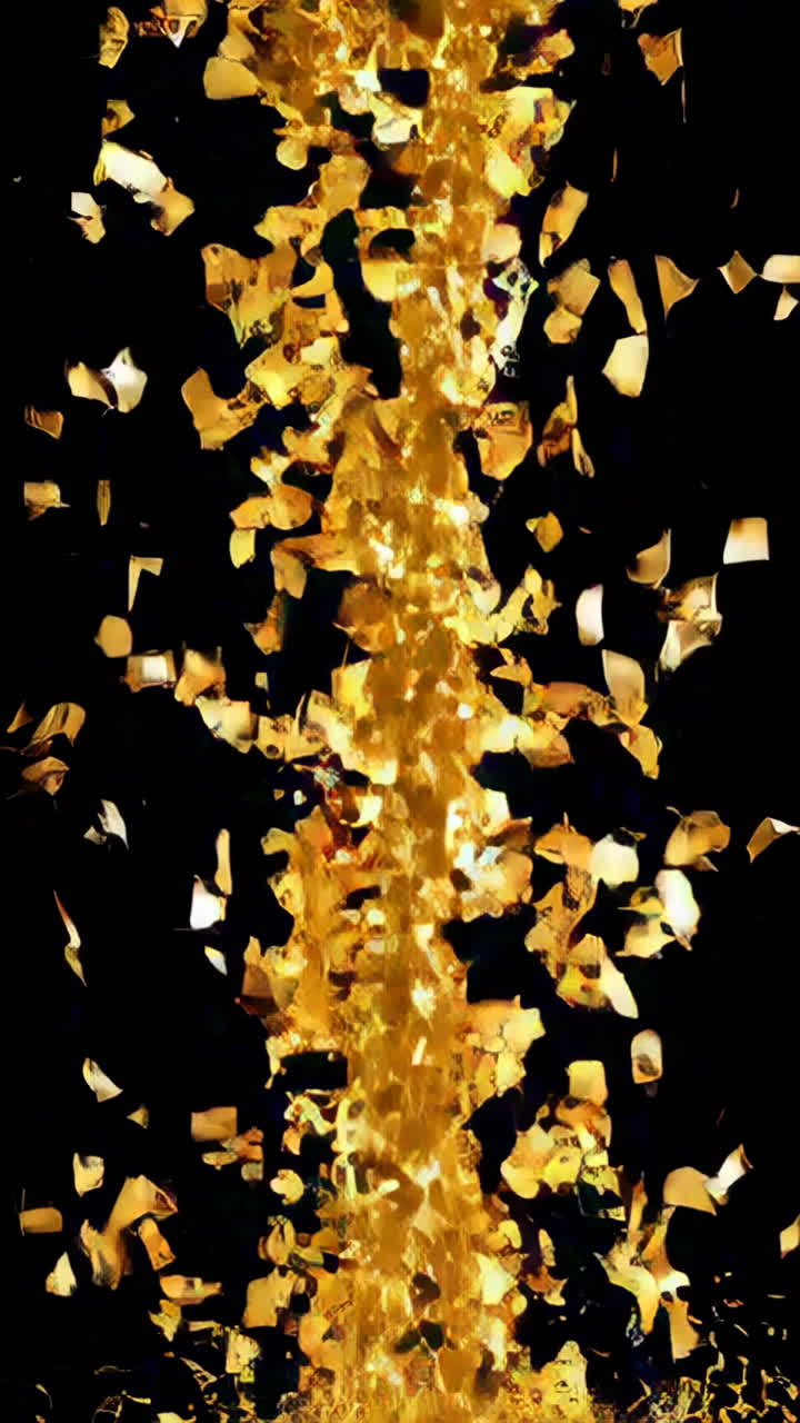 Golden Confetti Falling on Black Background | Premium Stock Video Footage