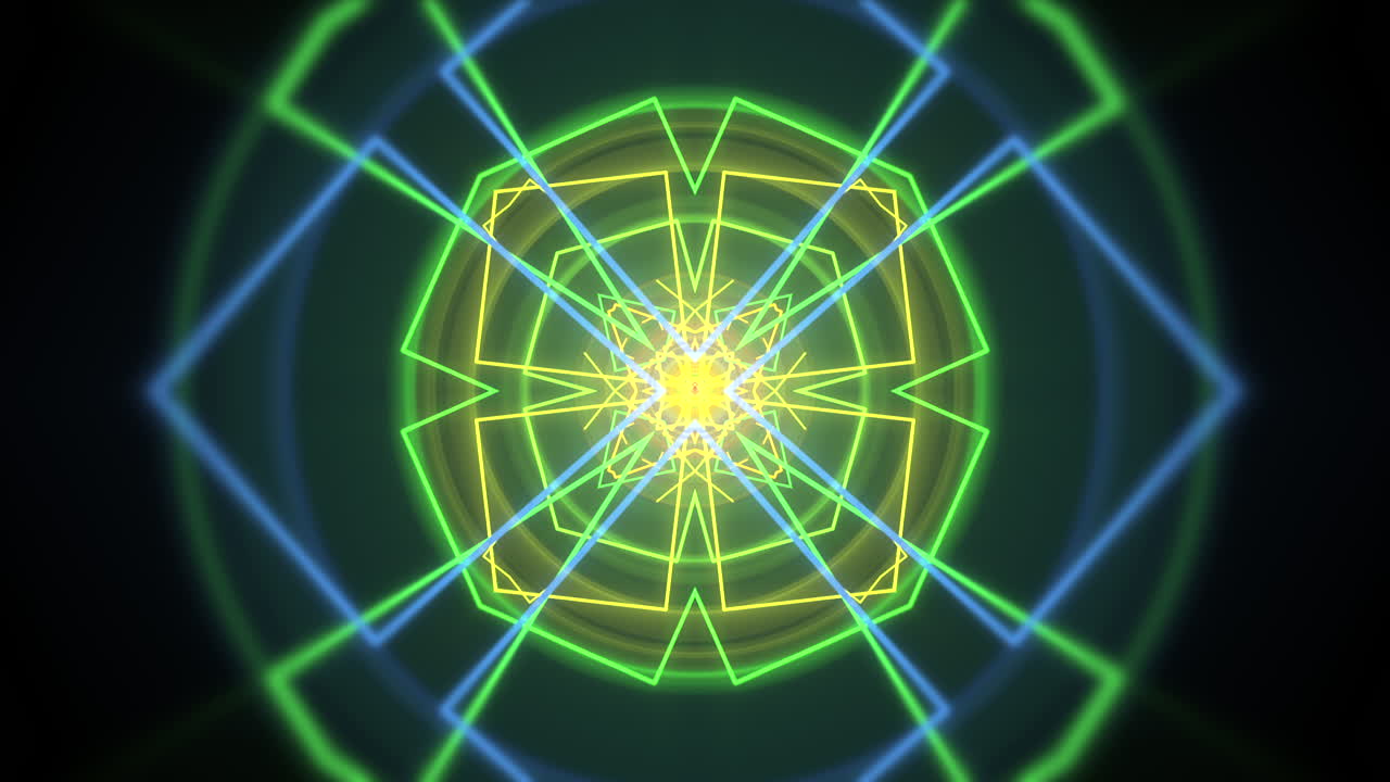 forme geometriche arcobaleno al neon nello spazio buio