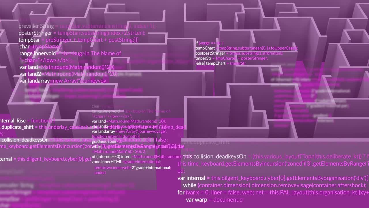 Animation of computer data processing over maze