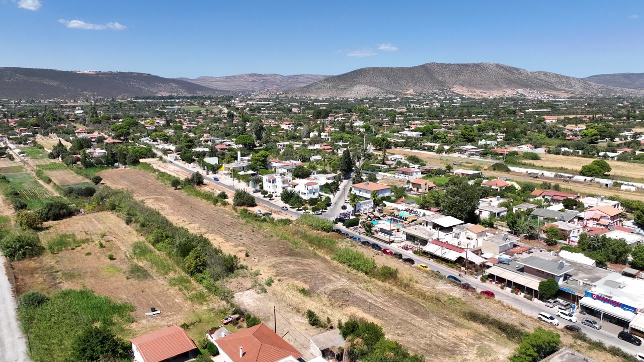 Aerial footage of Marathon near Athens, Greece