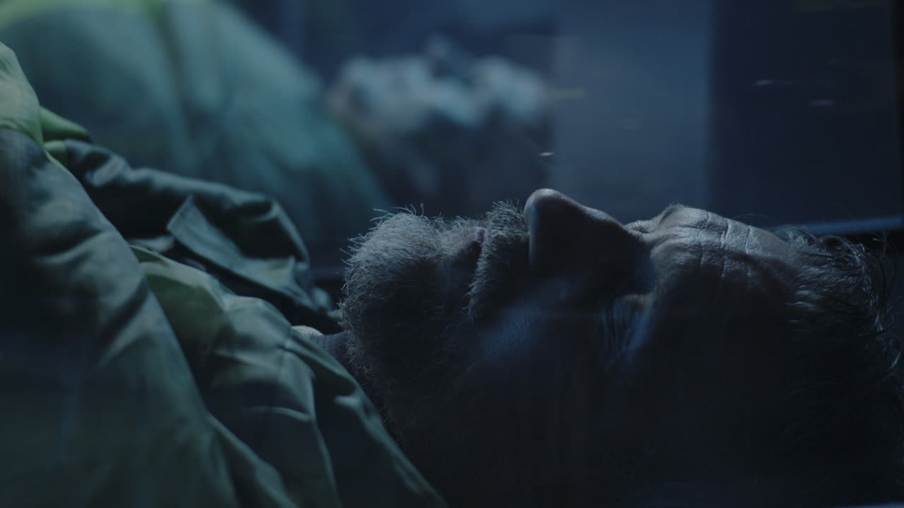 Man Sleeping Outdoors at Night