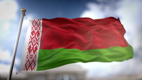 belarus flag waving slow motion 3d rendering blue sky background - seamless loop 4k