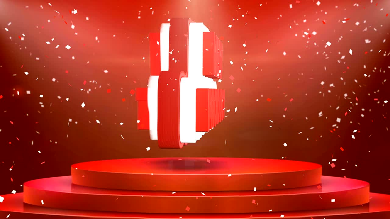 새로운 제품 텍스트 애니메이션 무대 포디움 콘페티 루프 애니메이션