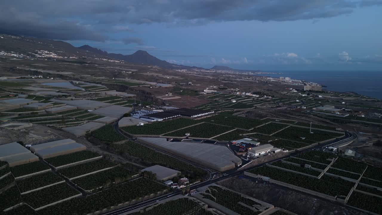 테네리페 해안의 농경지, 카나리아 제도, 스페인, 공중 촬영 왼쪽