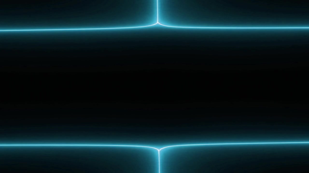 Abstract Glowing Blue Neon Lines Moving on Black Background