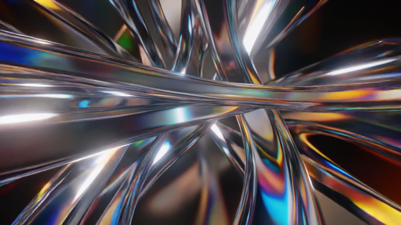 Nastri Cromati Astratti Dinamici con Riflessi di Luce Iridescenti