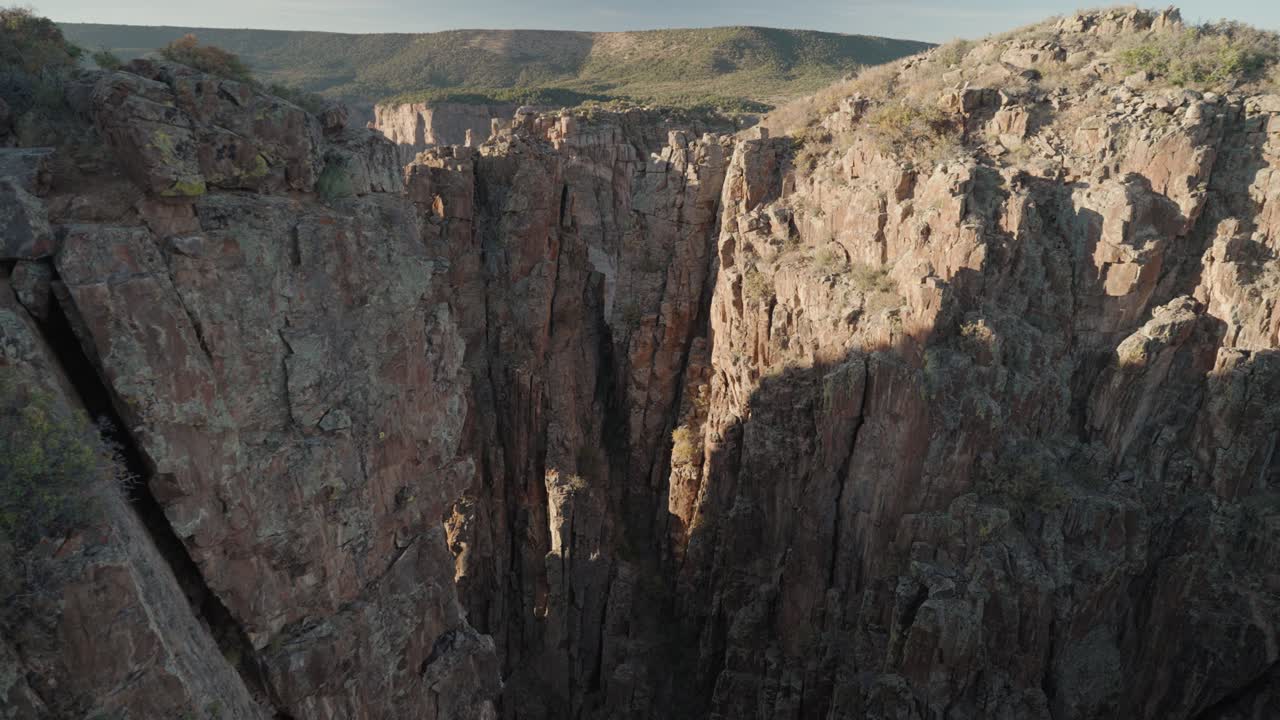 Aerial view of a rugged canyon landscape