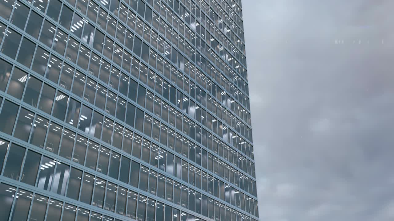 Office building windows and skyscraper building with corporate offices loopable