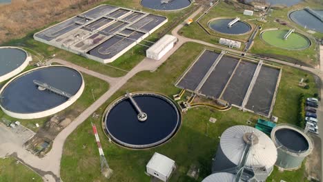 waste water treatment plant sewage separation circular round reservoirs