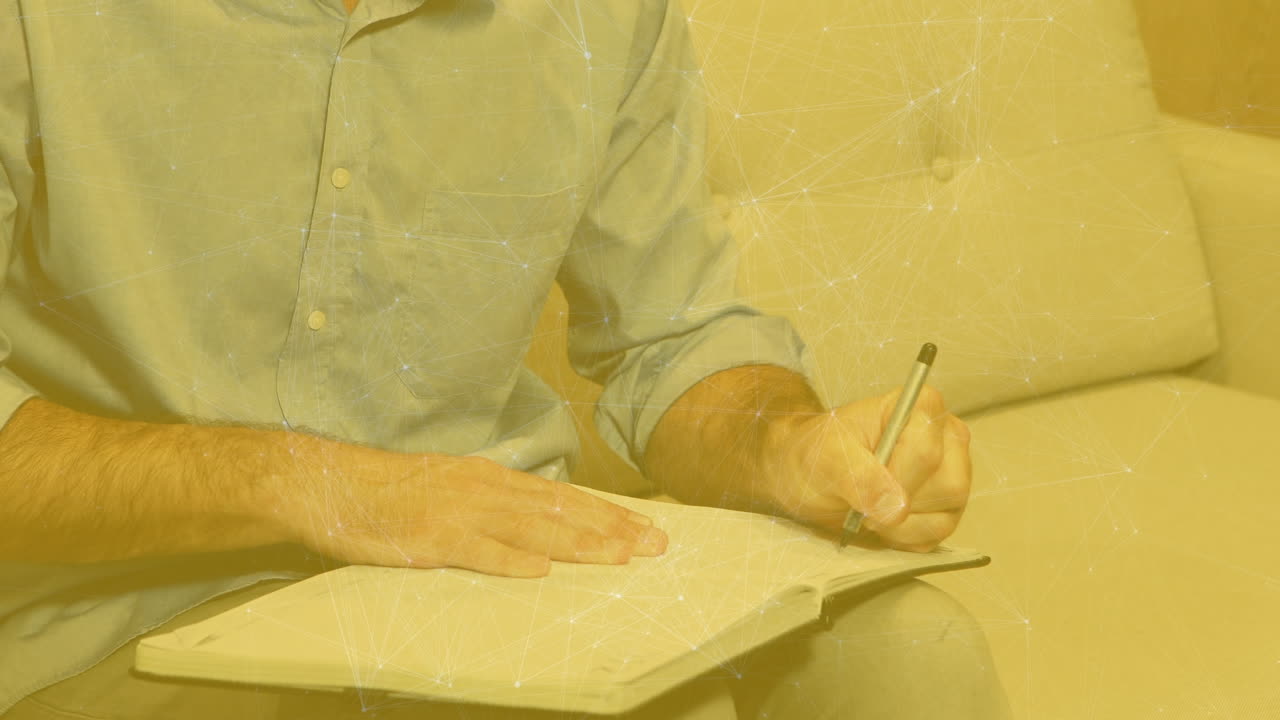 Animation of networks of connections over caucasian doctor