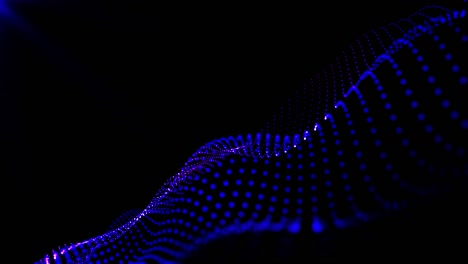 abstract seamless loop of mesh glowing blue purple dots digital luxurious sparkling wave particles flows with flare light on top left background, motion of digital data flow. big data background concept.cyber