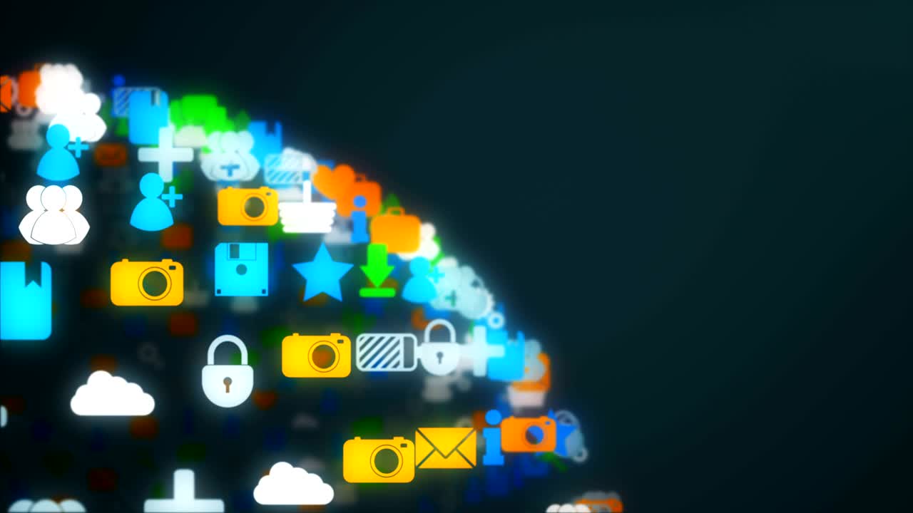 Loop di app colorate che si trasformano in una sfera