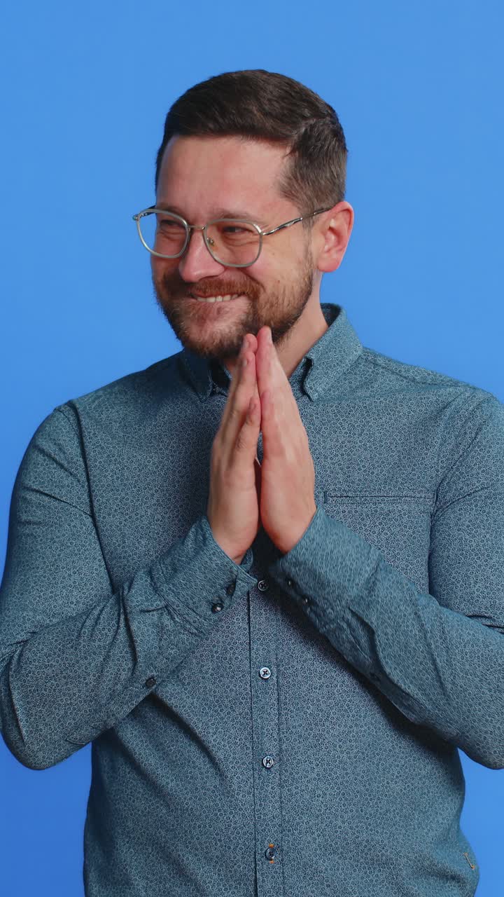 Sneaky cunning mature man thinking over devious villain idea cheats jokes pranks evil plan