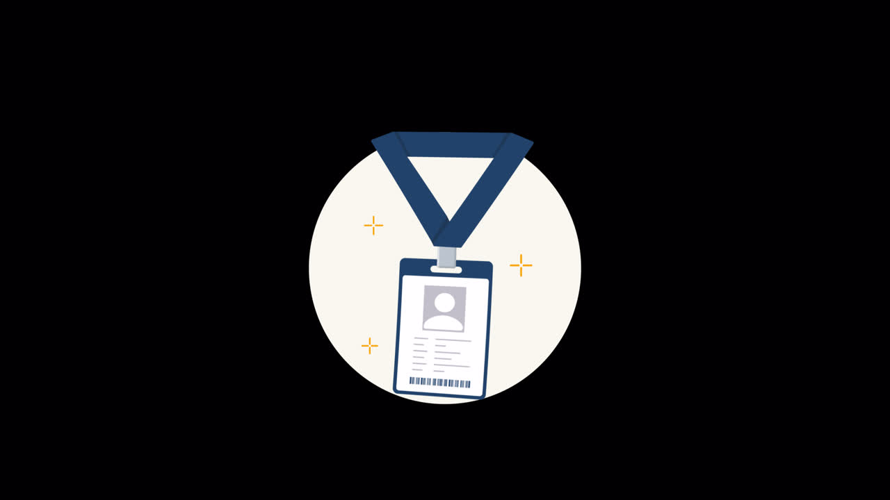 Animated ID Badge with Lanyard and Sparkles