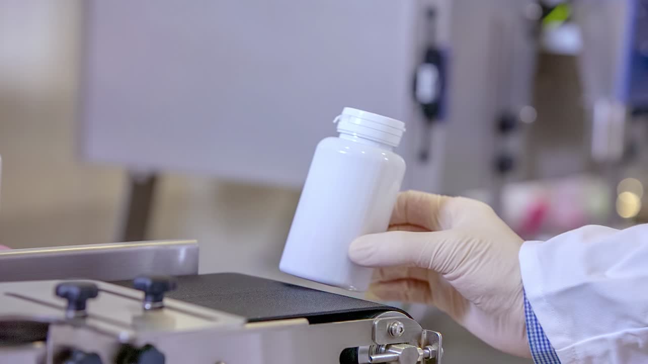 Breakthrough Covid-19 virus drug therapy medication under production. Close-up