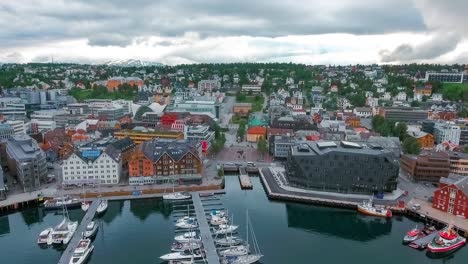 view of a marina in tromso, north norway