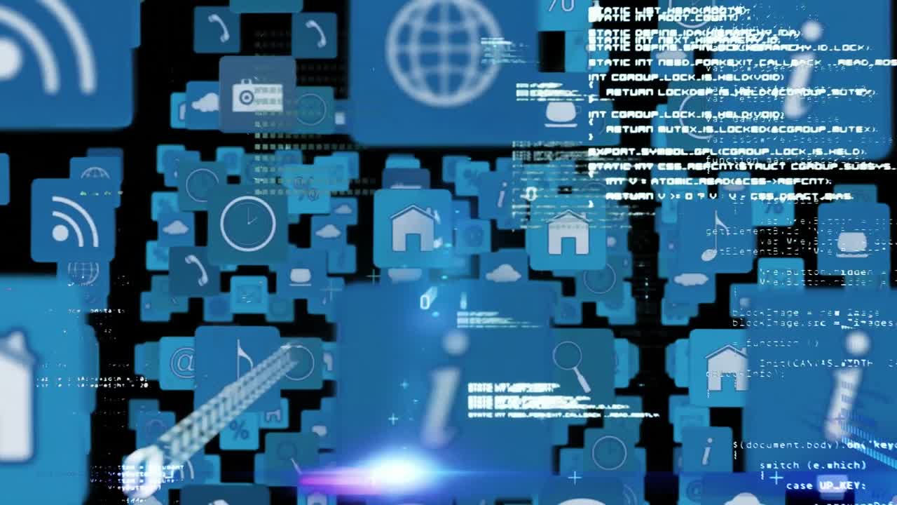 프로그램 코드가 있는 인터넷 아이콘과 기호