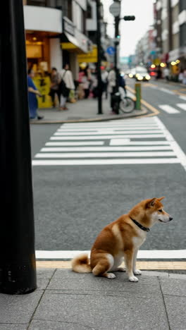 japanese street scene with shiba inu