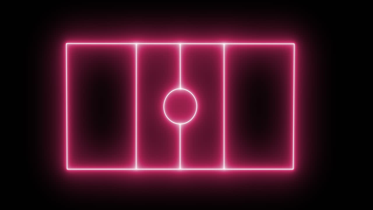 Animation of red neon sports stadium on black background