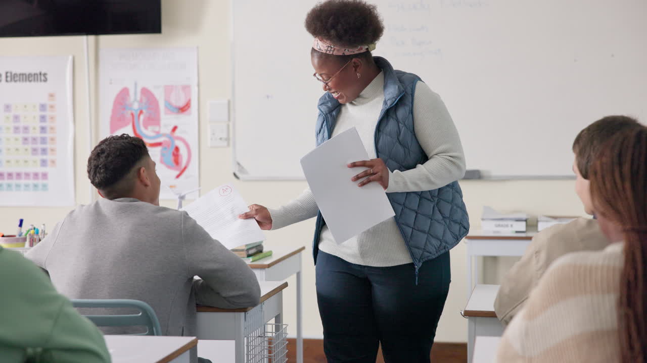 Teacher assisting students in classroom