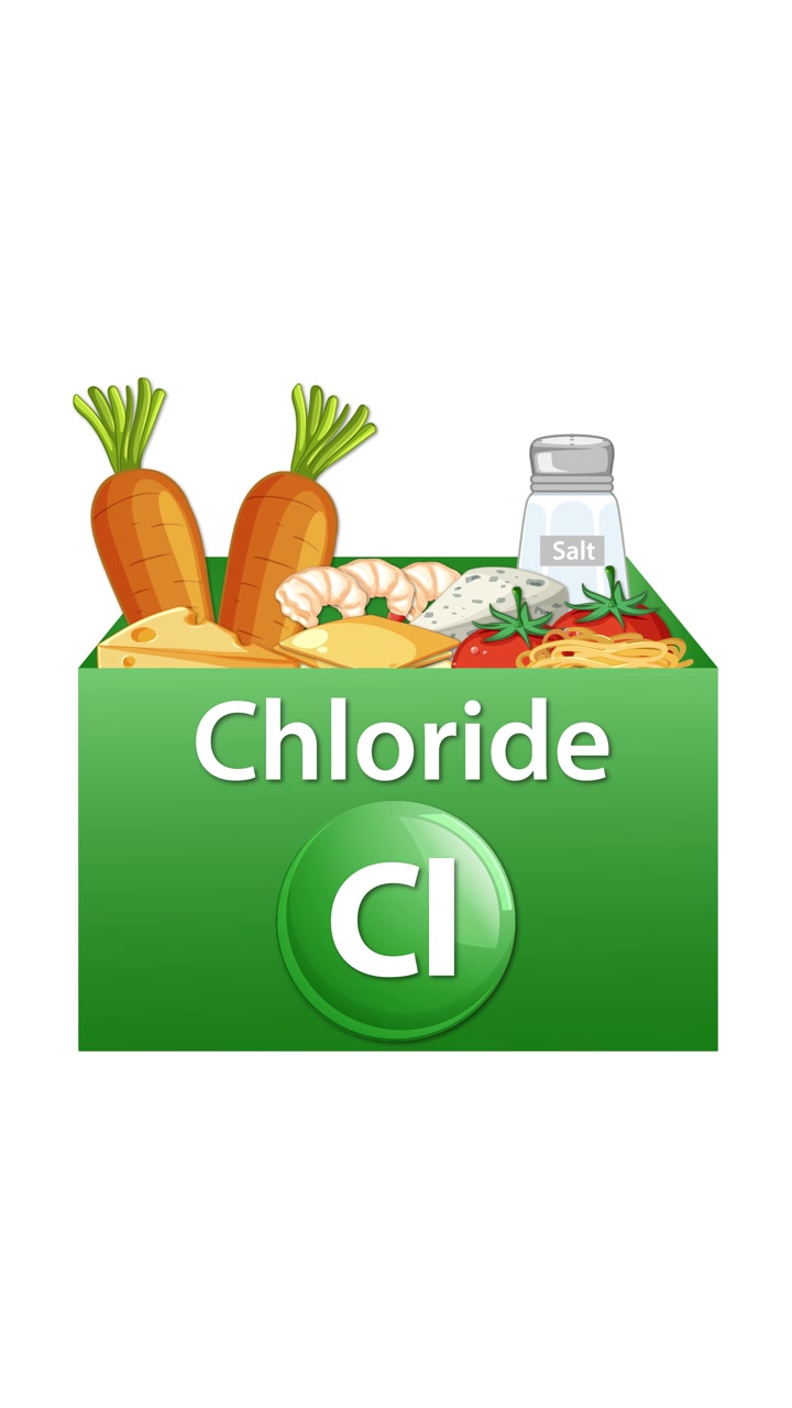 Rotazione animata di una confezione verde di integratore di cloruro con verdure, con una rotazione verticale fluida su sfondo bianco.