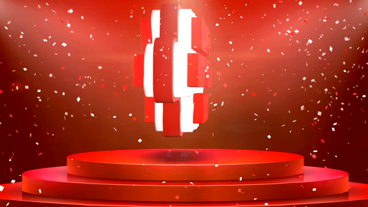 feliz año nuevo 2021 animación de texto escenario podio animación de bucle de confeti