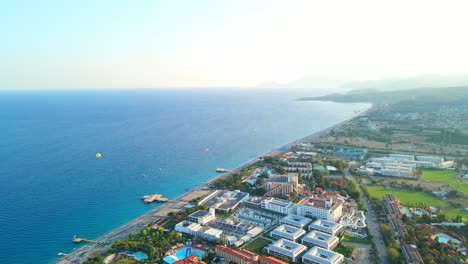 aerial 4k drone footage of kiriş- kemer , and mountains – filmed in a vibrant summer time