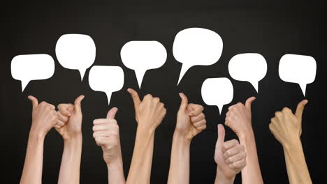 speech bubbles with many thumbs up