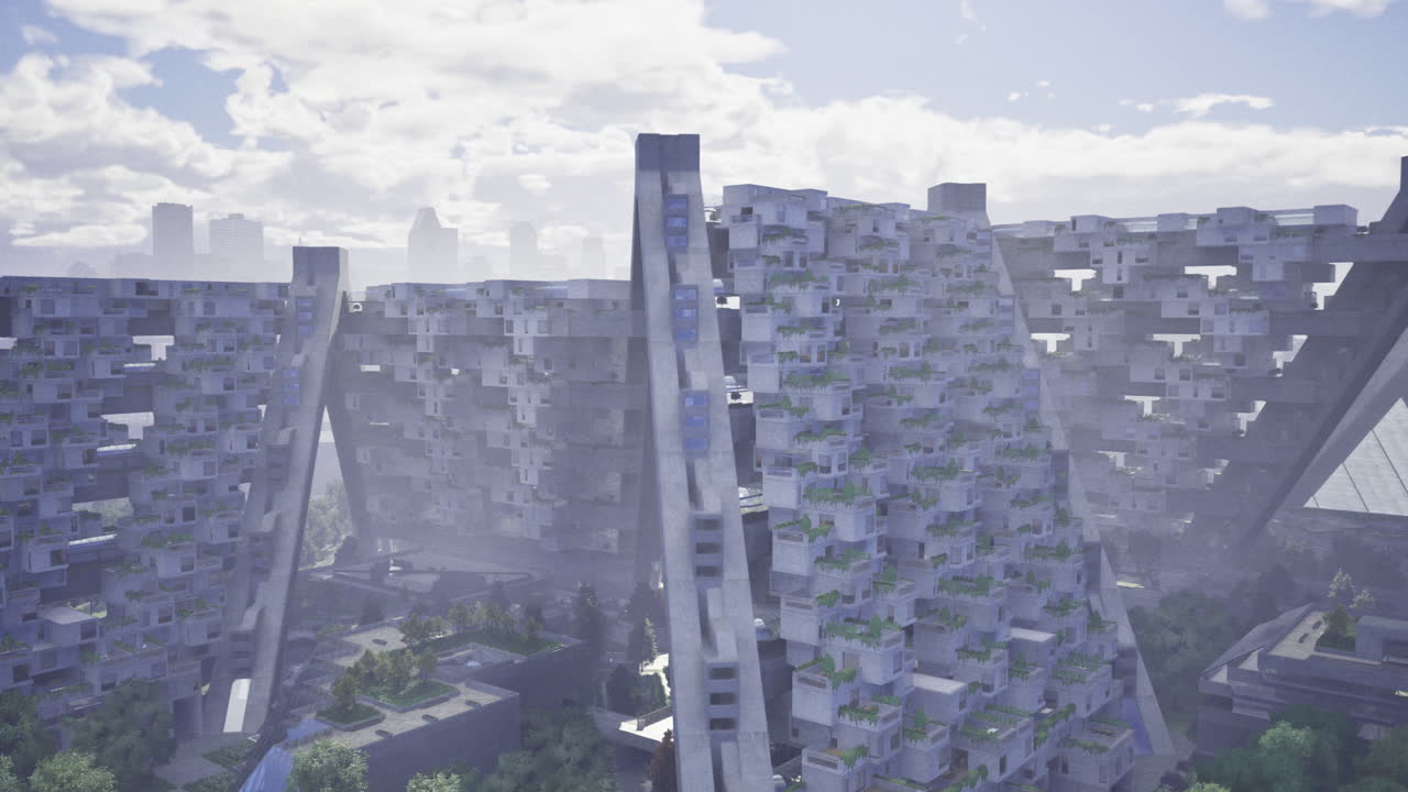 Unique modern buildings designed with greenery integrated into the structure