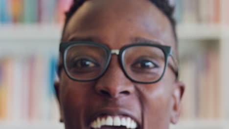 Black-man,-face-glasses-and-laughing-portrait