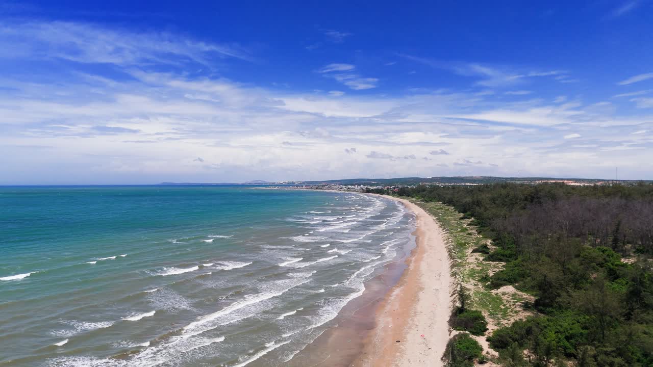 Aerial View of the Windy Coast in Lam Dong