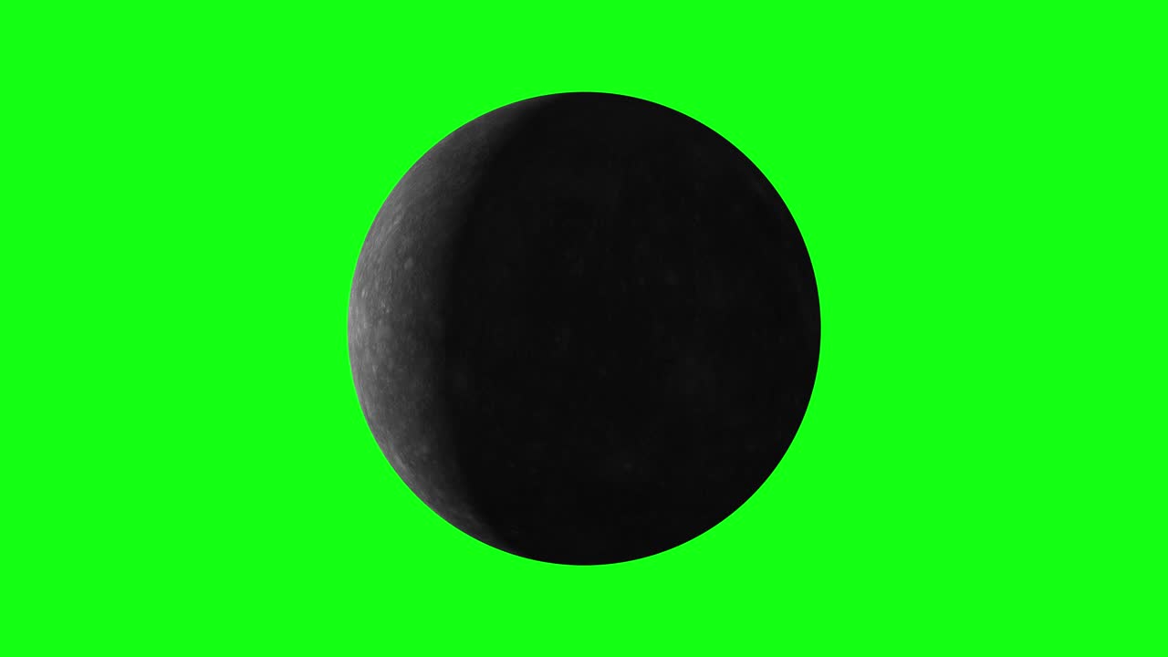 Solar system's planet of Mercury animation in green screen.  Mercury is rotating.