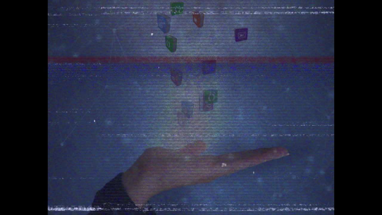 animación de la interferencia sobre los iconos de los medios