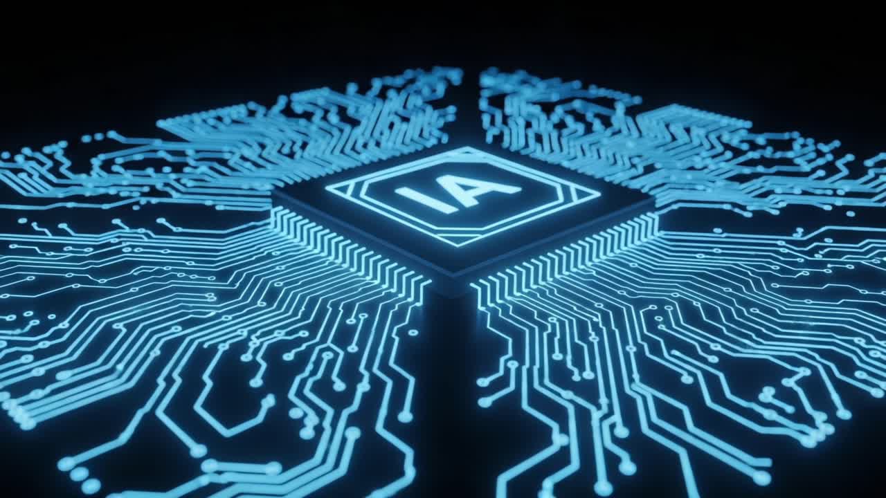Exploring the Intricate World of Artificial Intelligence: A High-Tech Look at the Blueprint of Modern Computing Through an Illuminated Circuit Board Design