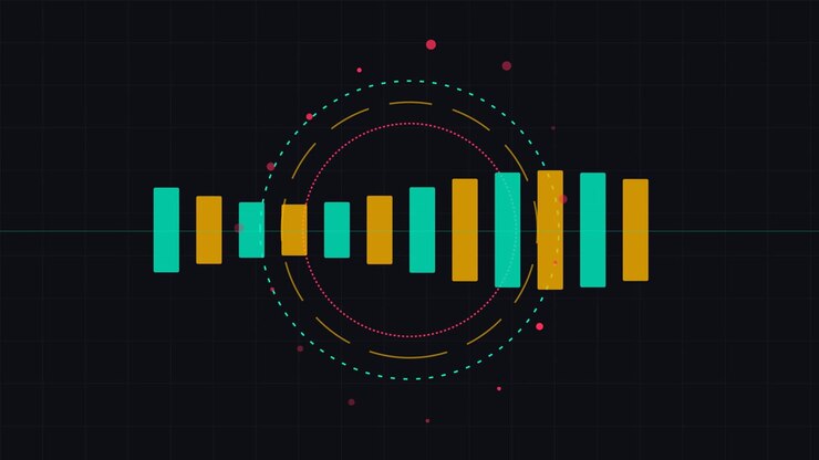 Animated Digital Audio Waveform Visualization on Dark Background