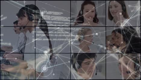 animación de la red de conexiones entre diversas personas de negocios en la oficina