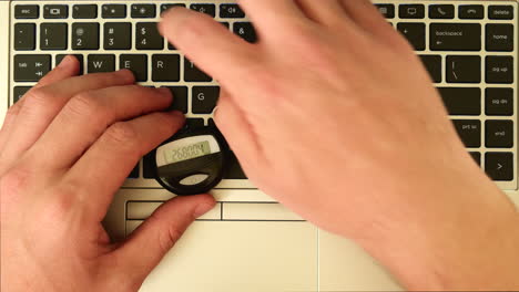 High angle shot using two factor authentication on a computer for secure logon