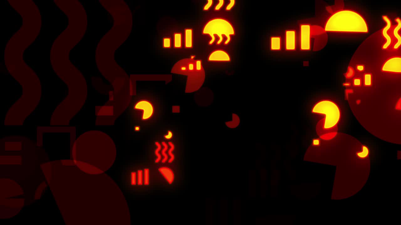 cuadrados y círculos, etc. formas simples y planas movimiento de bucle gráfico.