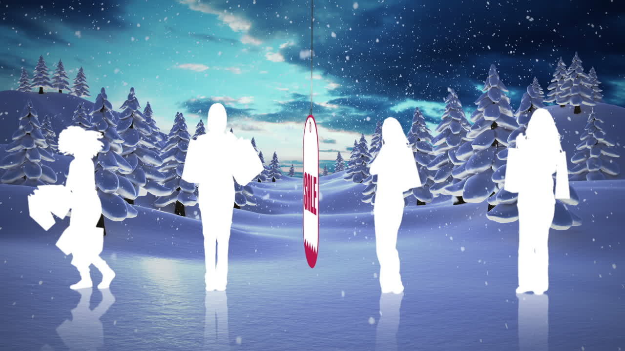 숲에 눈이 내리는 크리스마스 판매 광고