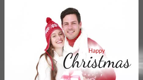 Happy-Christmas-text-and-romantic-couple-4k