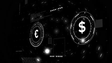 euro to dollar currency exchange animation with digital interface elements