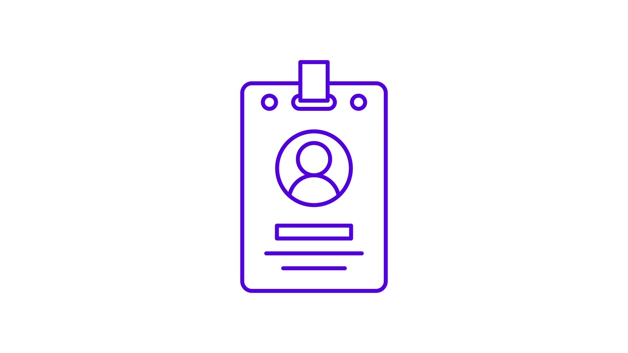 Animated Line Drawing of an ID Card with Profile Icon