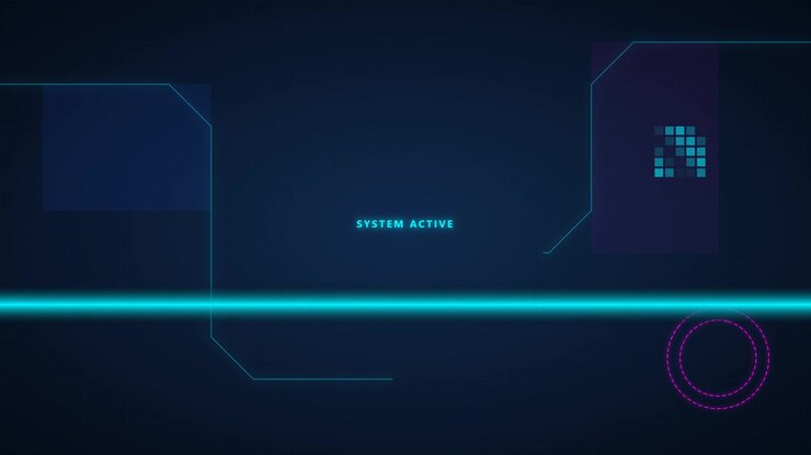 Digital Interface Background with System Active Text and Scanning Light