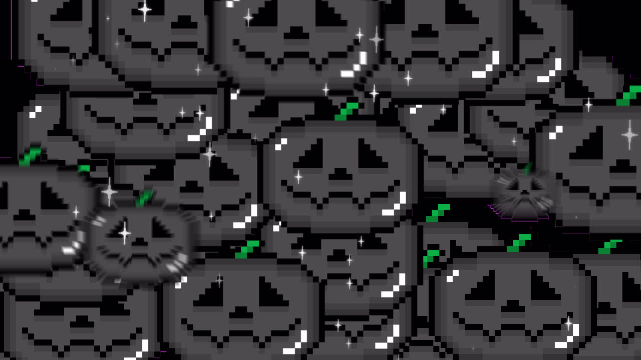 Pixel art pop up Halloween jack o lantern Transitions. 1080p - 30 fps - Alpha Channel (7).mov