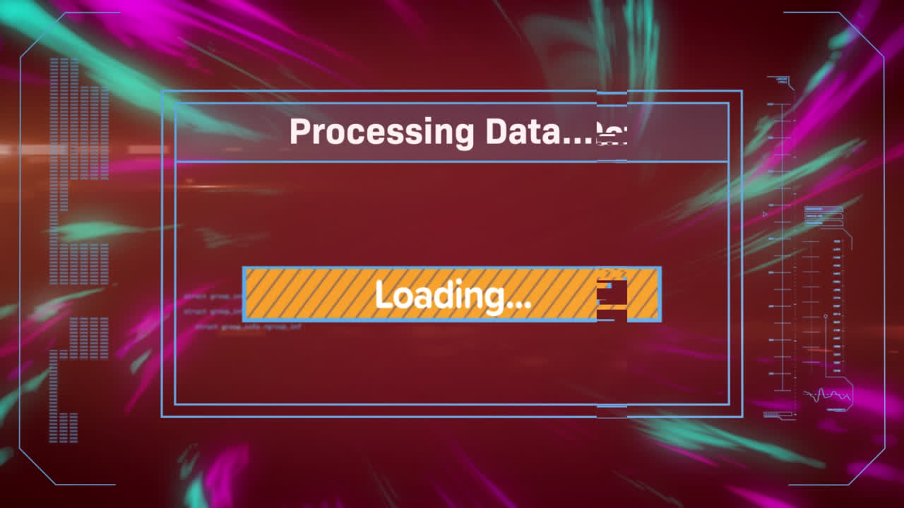 Animation of data processing on red background