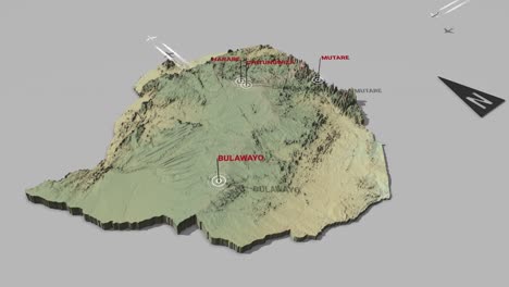 mapa del terreno en 3d de zimbabue