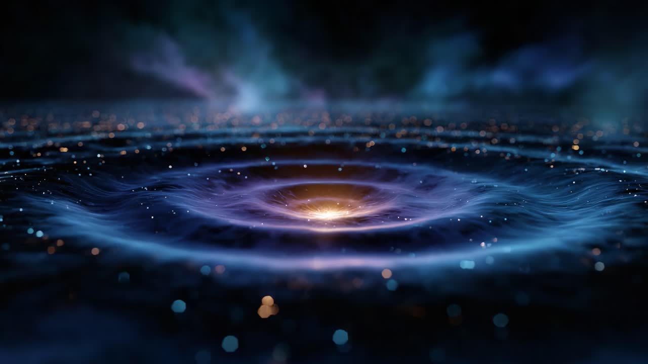 A mesmerizing view of a cosmic whirlpool, illustrating the beauty of space with swirling patterns and glowing particles, capturing the essence of the universe's wonders