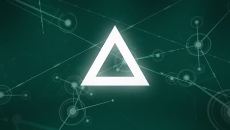Animation-Einer-Dreieckigen-Form-In-Nahtlosem-Muster-Und-Netzwerk-Von-Verbindungen-Auf-Grünem-Hintergrund